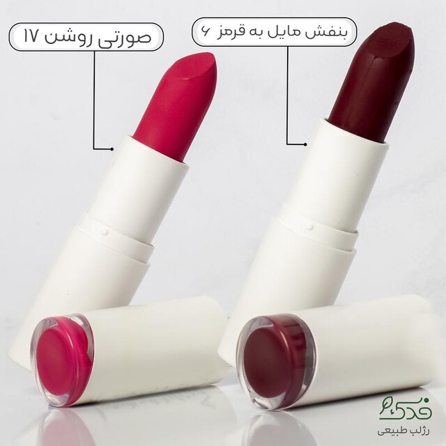 پک رژلب کد 6 و لاک کد 19 نیکا (ست بنفش مایل به قرمز و یاسی)