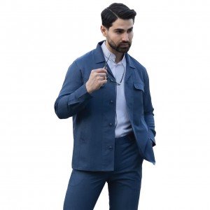 کت و شلوار لبنانی کساء (آبی نفتی)