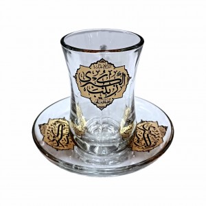 ست استکان کمر باریک دسته دار و نعلبکی نورهان (طرح یا زینب کبری)