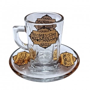 ست استکان کمر باریک بدون دسته و نعلبکی نورهان (طرح اباعبدالله الحسین)