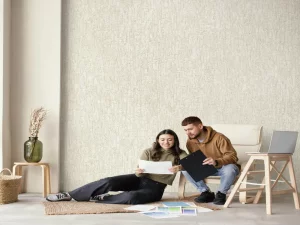 کاغذ دیواری کربن2/carbon طرح بافت سفید / کرم کد ۱۰۲۰۳