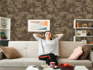 کاغذ دیواریکربن 3/carbon3 طرح پتینه قهوه‌ای کد ۱۰۲۴۹