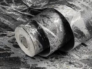 کاغذ دیواری طرح رگه دار خاکستری / مشکی کد ۱۱۰۷۲