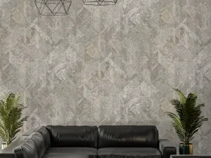کاغذ دیواری طرح هندسی / پتینه نقره‌ای کد ۱۱۰۲۸