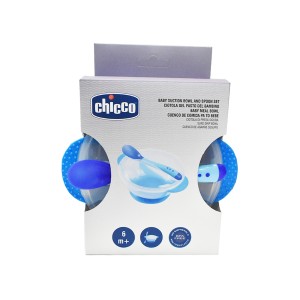 کاسه چسبان درب دار کودک به همراه قاشق  چیکو chicco آبی