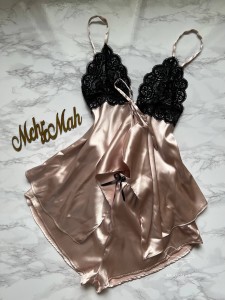 ست ساتن شامپاینی جلو باز کد 185