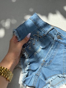 شورتک جین نگین دار کد 593