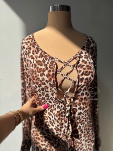 پیراهن پلنگی بلند زنانه کد 757