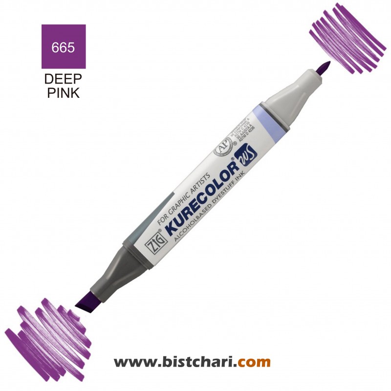 ماژیک راندو دو سر مدل Zig کد Deep Pink) 665) برند کیورکالر KureColor
