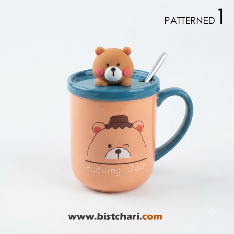 ماگ(لیوان) سرامیکی نی دار طرح خرس Bear