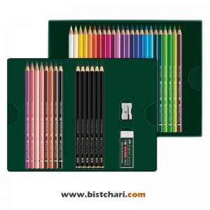 ست مداد رنگی 40 قطعه ای مدل پلی کروموس و طراحی Polychromos & Pitt Graphite Matt برند فابر کاستل Faber Castell