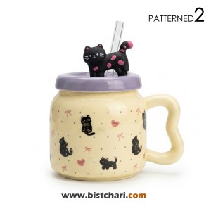 ماگ(لیوان) سرامیکی نی دار طرح گربه Cat