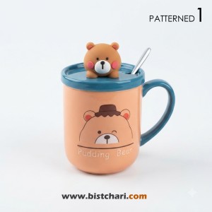 ماگ(لیوان) سرامیکی نی دار طرح خرس Bear