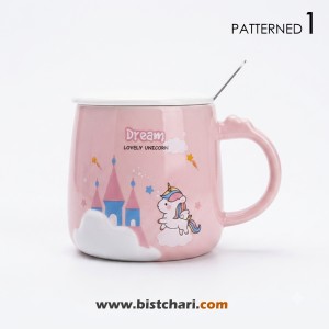 ماگ(لیوان) سرامیکی درب دار طرح Unicorn