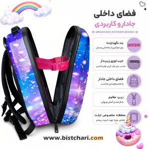 کوله پشتی مدرسه ای هارد کیس طرح Unicorn برند Marinox Marvel