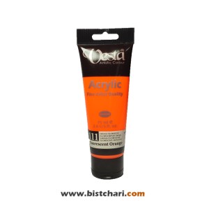 رنگ اکریلیک فلورسنت Fluorescent orange کد 111 حجم 75 ml برند وستا Vesta