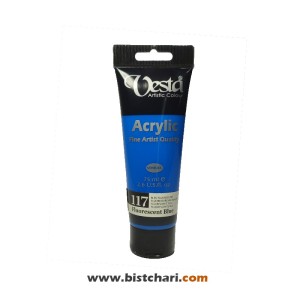 رنگ اکریلیک فلورسنت Fluorescent blue کد 117 حجم 75 ml برند وستا Vesta