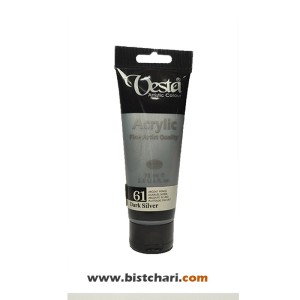 رنگ اکریلیک متالیک Dark silver کد 61 حجم 75 ml برند وستا Vesta