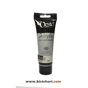 رنگ اکریلیک متالیک Silver کد 53 حجم 75 ml برند وستا Vesta