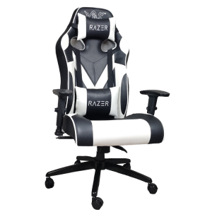 خرید صندلی گیمینگ سفید مشکی طرح RAZER