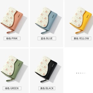 کیف پول چرمی تا شو گلدار همراه با جاکارتی TAOMICMIC Y8650 Zipper card bag Female small wallet floral