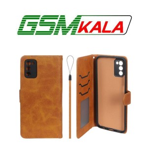 کیف موبایل مگنتی درجه یک داخل خز MNC Plus مدل Samsung Galaxy A03s / A02s - عسلی