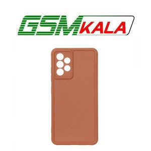قاب Texture طرح چرم محافظ لنزدار Samsung Galaxy A32 4G - قهوه ای