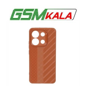 قاب ژله ای هاشور دور لنز براق Xiaomi Redmi Note 13 4G - قهوه ای