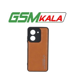 قاب طرح چرم AMG محافظ لنزدار Xiaomi Redmi A5 / Poco C71 - عسلی