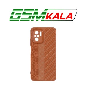 قاب ژله ای هاشور دور لنز براق Xiaomi Redmi Note 10 4G / Redmi Note 10S / Poco M5S - قهوه ای