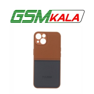 قاب Puloka طرح جیر دو تکه دوخت دار Apple iPhone 13 / iPhone 14 - قهوه ای