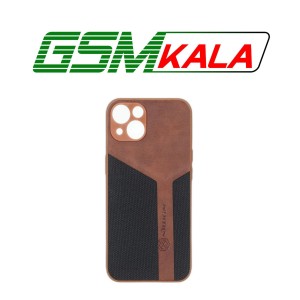 قاب چرمی سوزنی Nillkin دو تکه محافظ لنزدار Apple iPhone 13 / iPhone 14 - قهوه ای