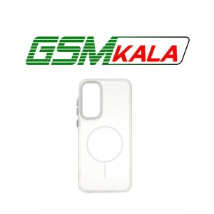 قاب ژله ای شفاف لنز کروم طرح مگ سیف Samsung Galaxy A35 / A55 - سفید
