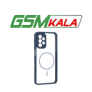 قاب پشت سخت شفاف محافظ لنزدار طرح مگ سیف دور رنگی Samsung Galaxy A23 - سرمه ای