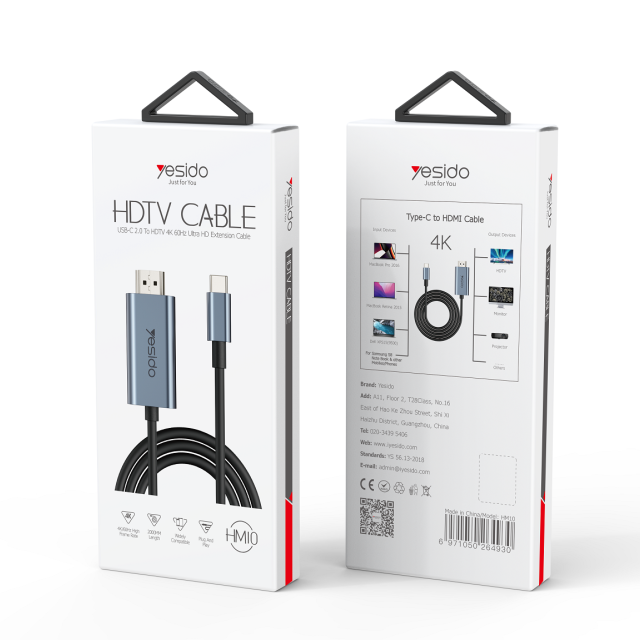 کابل تبدیل USB-C به HDMI یسیدو مدل HM10 طول 2 متر