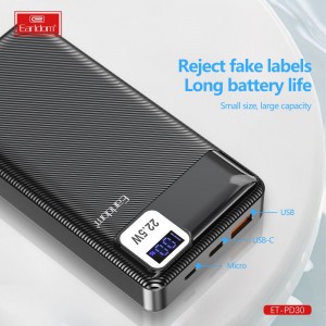 پاوربانک ارلدام مدل PD30 ظرفیت 20000 میلی آمپرساعت