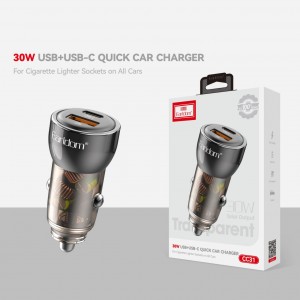 شارژر فندکی فست شارژ ماشین تایپ سی 30 وات ارلدام ES-CC31