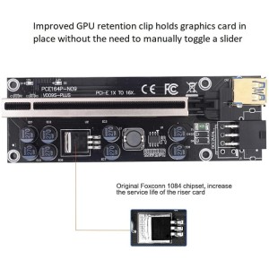 رایزر کارت گرافیک تبدیل PCI EXPRESS X1 به X16 مدل 8 خازن 009s plus