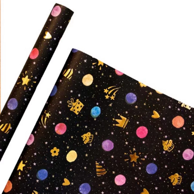 کاغذ کادو طلاکوب طرح ستاره و تاج    gilded gift paper with star and crown design
