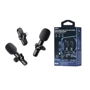میکروفون وایرلس 2 کاربره برند ریمکس k10  اورجینال  Remax wireless microphone for 2 users k10