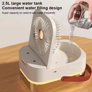 پنکه و چراغ خواب  رو میزی مه پاش Fan With Night  Light and dual spray Air Humidifier