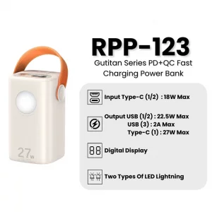پاوربانک 60000 سوپر فست  ریمکس 27 وات  مدل REMAX 60000mAh Outdoor Power Bank RPP-123