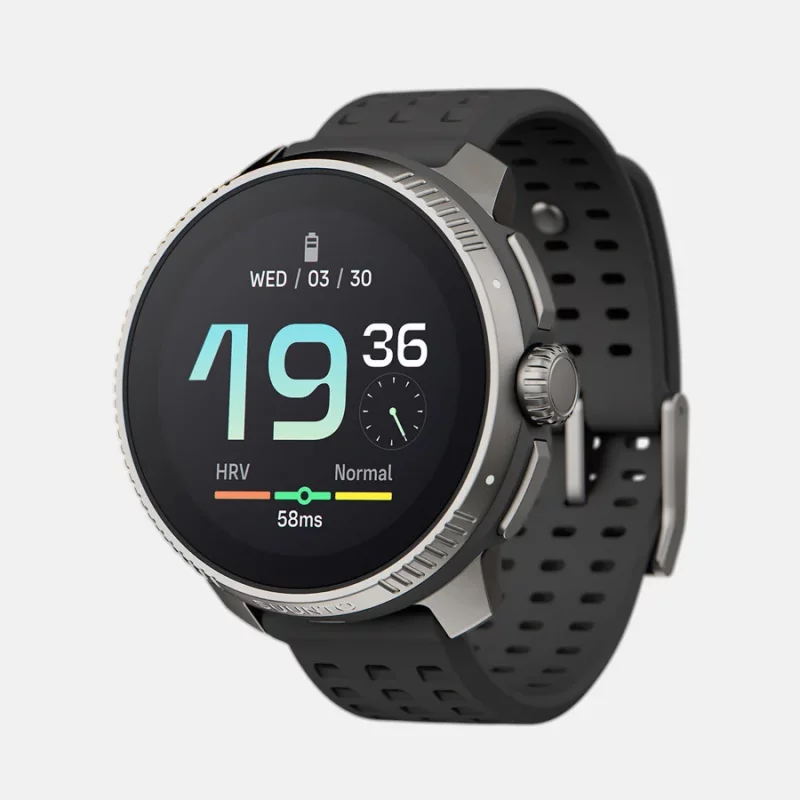 نمایی از ساعت Suunto Race Titanium Charcoal با بند مشکی