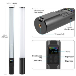 باتوم لایت دستی عکاسی PULUZ مدل PU4140 | نور RGB کامل با 132 LED