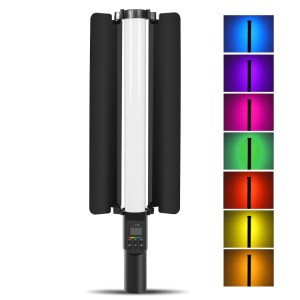 باتوم لایت دستی حرفه ای عکاسی PULUZ مدل PU4135 | چراغ RGB تمام‌رنگی 190LED با بارندور