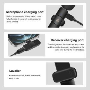 میکروفون یقه‌ای بی‌سیم PULUZ با قابلیت حذف نویز و Reverb (مناسب دستگاه‌های 8 پین، مشکی)