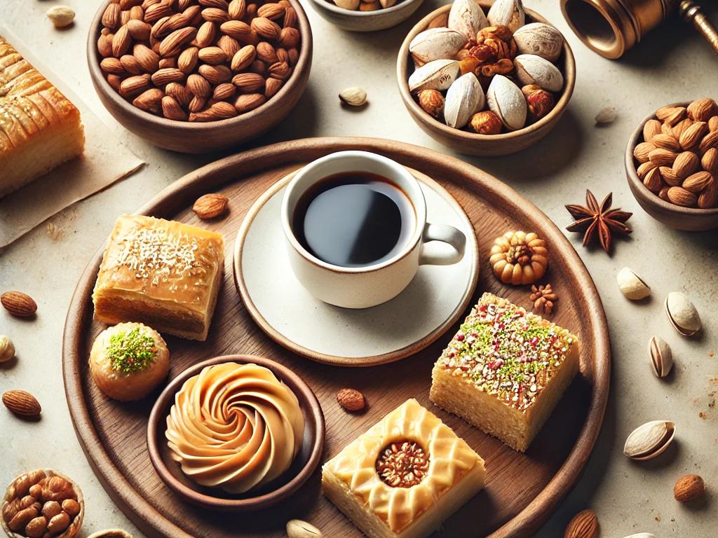 قهوه در کنار آجیل و شیرینی نوروزی