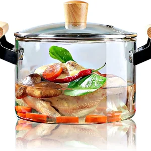 قابلمه پیرکس شعله مستقیم دسته چوبی 2.5 لیتری