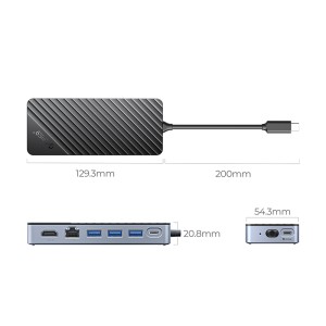 هاب داک استیشن 8 پورت (10Gbps)Type-C همراه باکس M.2 SSD مدل ORICO-OM28PR-G2