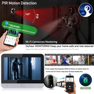 دوربین چشمى درب مانیتور دار Wi-Fi C4 با نگهداری شارژ بالا